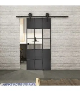Glasschiebetür BARN-LINE Loft Schwarzeisen Genietet 31 Auf Klarglas