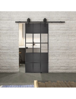 Glasschiebetür BARN-LINE Loft Schwarzeisen Genietet 31 Auf Klarglas