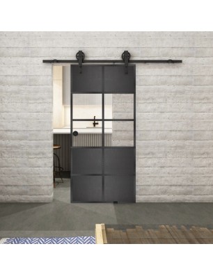 Glasschiebetür BARN-LINE Loft Schwarzeisen Genietet 28 Auf Klarglas