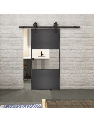 Glasschiebetür BARN-LINE Loft Schwarzeisen Genietet 27 Auf Klarglas