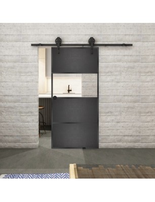 Glasschiebetür BARN-LINE Loft Schwarzeisen Genietet 26 Auf Klarglas