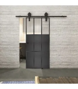 Glasschiebetür BARN-LINE Loft Schwarzeisen Genietet 23 Auf Klarglas