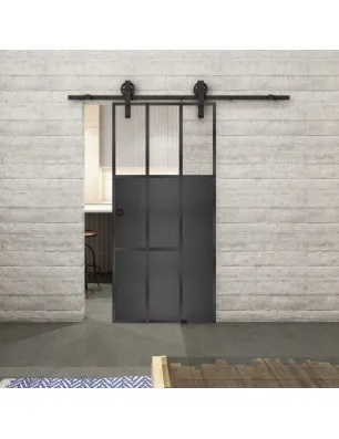 Glasschiebetür BARN-LINE Loft Schwarzeisen Genietet 23 Auf Klarglas
