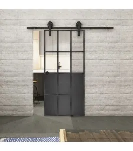 Glasschiebetür BARN-LINE Loft Schwarzeisen Genietet 22 Auf Klarglas