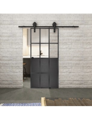 Glasschiebetür BARN-LINE Loft Schwarzeisen Genietet 22 Auf Klarglas