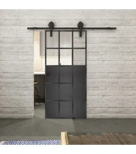 Glasschiebetür BARN-LINE Loft Schwarzeisen Genietet 21 Auf Klarglas