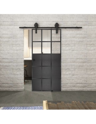 Glasschiebetür BARN-LINE Loft Schwarzeisen Genietet 21 Auf Klarglas