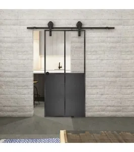 Glasschiebetür BARN-LINE Loft Schwarzeisen Genietet 20 Auf Klarglas