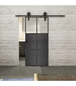 Glasschiebetür BARN-LINE Loft Schwarzeisen Genietet 19 Auf Klarglas