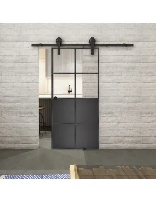 Glasschiebetür BARN-LINE Loft Schwarzeisen Genietet 18 Auf Klarglas