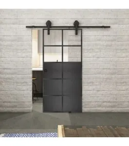 Glasschiebetür BARN-LINE Loft Schwarzeisen Genietet 17 Auf Klarglas