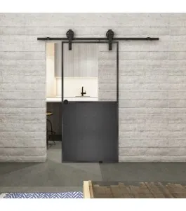 Glasschiebetür BARN-LINE Loft Schwarzeisen Genietet 16 Auf Klarglas
