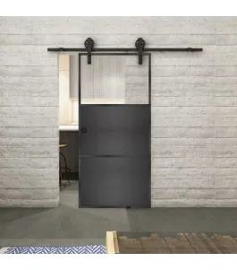 Glasschiebetür BARN-LINE Loft Schwarzeisen Genietet 15 Auf Klarglas