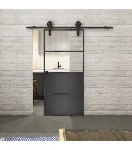 Glasschiebetür BARN-LINE Loft Schwarzeisen Genietet 14 Auf Klarglas