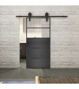 Glasschiebetür BARN-LINE Loft Schwarzeisen Genietet 13 Auf Klarglas