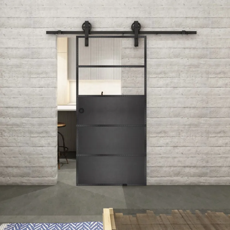 Glasschiebetür BARN-LINE Loft Schwarzeisen Genietet 13 Auf Klarglas