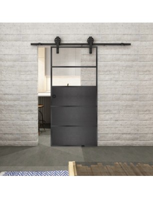 Glasschiebetür BARN-LINE Loft Schwarzeisen Genietet 13 Auf Klarglas
