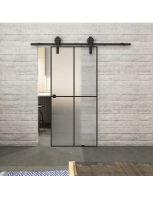 Glasschiebetür BARN-LINE Loft Schwarzlack 08 Blickdicht
