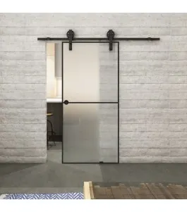 Glasschiebetür BARN-LINE Loft Schwarzlack 04 Blickdicht