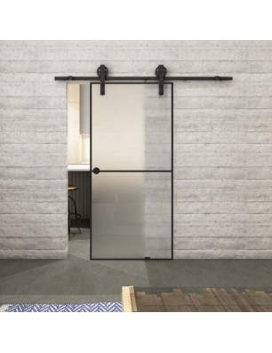 Glasschiebetür BARN-LINE Loft Schwarzlack 04 Blickdicht