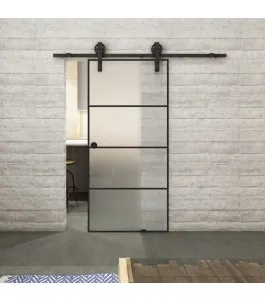 Glasschiebetür BARN-LINE Loft Schwarzlack 02 Blickdicht