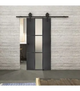 Glasschiebetür BARN-LINE Loft Schwarzeisen Genietet 36 Blickdicht