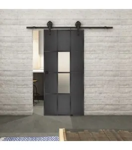 Glasschiebetür BARN-LINE Loft Schwarzeisen Genietet 35 Blickdicht