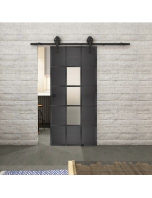 Glasschiebetür BARN-LINE Loft Schwarzeisen Genietet 34 Blickdicht