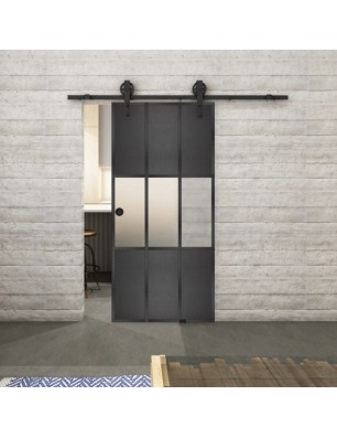 Glasschiebetür BARN-LINE Loft Schwarzeisen Genietet 33 Blickdicht