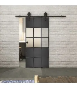 Glasschiebetür BARN-LINE Loft Schwarzeisen Genietet 31 Blickdicht