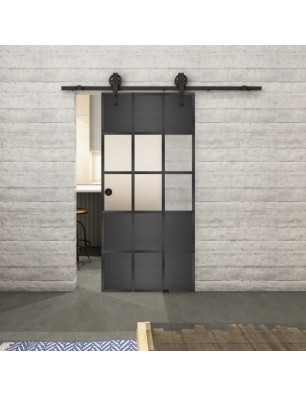 Glasschiebetür BARN-LINE Loft Schwarzeisen Genietet 31 Blickdicht
