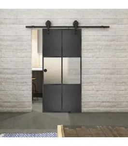Glasschiebetür BARN-LINE Loft Schwarzeisen Genietet 30 Blickdicht