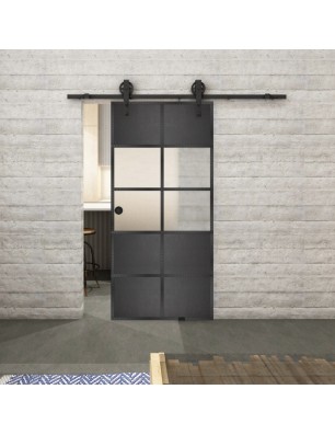 Glasschiebetür BARN-LINE Loft Schwarzeisen Genietet 28 Blickdicht