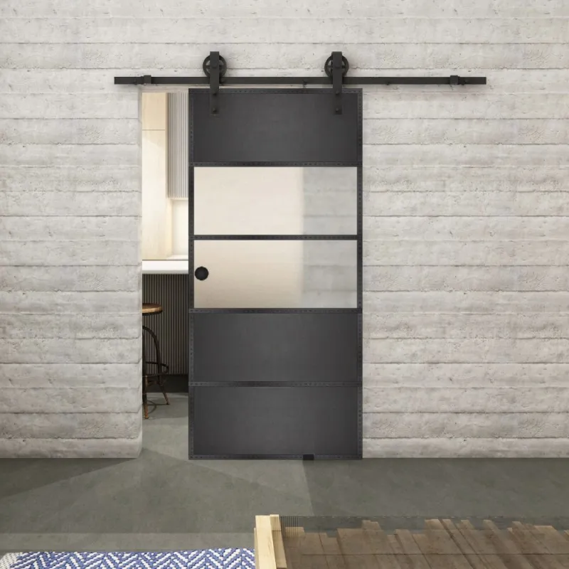 Glasschiebetür BARN-LINE Loft Schwarzeisen Genietet 25 Blickdicht