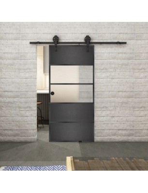 Glasschiebetür BARN-LINE Loft Schwarzeisen Genietet 25 Blickdicht