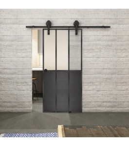 Glasschiebetür BARN-LINE Loft Schwarzeisen Genietet 24 Blickdicht