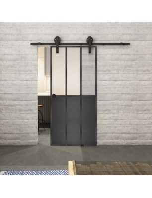Glasschiebetür BARN-LINE Loft Schwarzeisen Genietet 24 Blickdicht