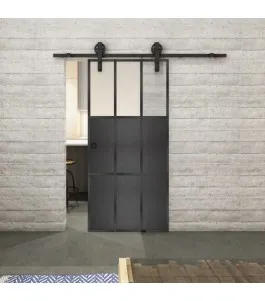 Glasschiebetür BARN-LINE Loft Schwarzeisen Genietet 23 Blickdicht