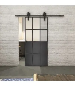 Glasschiebetür BARN-LINE Loft Schwarzeisen Genietet 22 Blickdicht