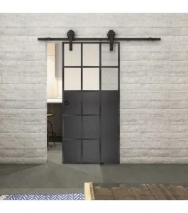 Glasschiebetür BARN-LINE Loft Schwarzeisen Genietet 21 Blickdicht