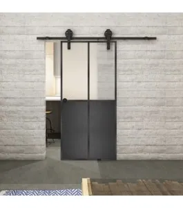 Glasschiebetür BARN-LINE Loft Schwarzeisen Genietet 20 Blickdicht