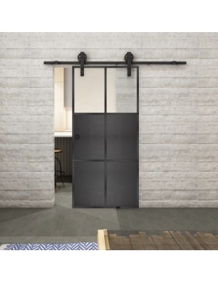 Glasschiebetür BARN-LINE Loft Schwarzeisen Genietet 19 Blickdicht