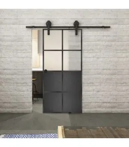 Glasschiebetür BARN-LINE Loft Schwarzeisen Genietet 18 Blickdicht