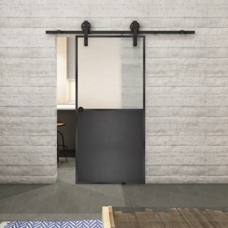 Glasschiebetür BARN-LINE Loft Schwarzeisen Genietet 16 Blickdicht
