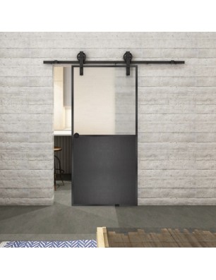 Glasschiebetür BARN-LINE Loft Schwarzeisen Genietet 16 Blickdicht