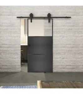 Glasschiebetür BARN-LINE Loft Schwarzeisen Genietet 15 Blickdicht