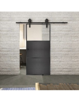Glasschiebetür BARN-LINE Loft Schwarzeisen Genietet 15 Blickdicht
