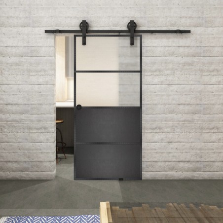 Glasschiebetür BARN-LINE Loft Schwarzeisen Genietet 14 Blickdicht