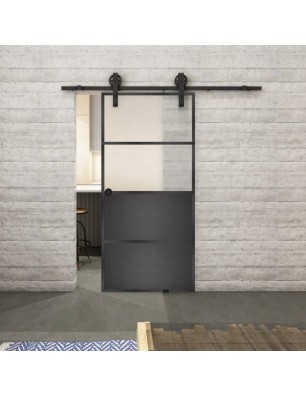 Glasschiebetür BARN-LINE Loft Schwarzeisen Genietet 14 Blickdicht