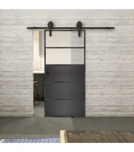 Glasschiebetür BARN-LINE Loft Schwarzeisen Genietet 13 Blickdicht